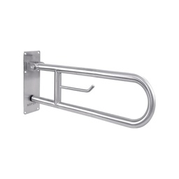 Nofer Hinged bar to be fixed to the wall with vertical swivel with roll holder. Length 600 mm. Stainless steel. Satin finish.