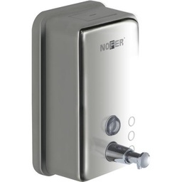 Nofer Stainless steel 1200 ml manual vertical liquid soap dispenser with ABS tank. Glossy finish